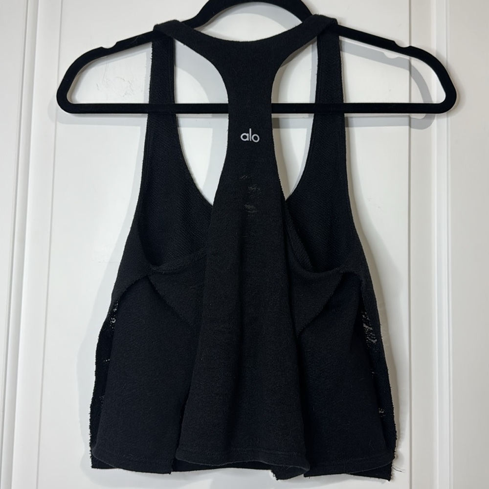 ALO Distressed Tank Racerback Black Knit Women’s Small